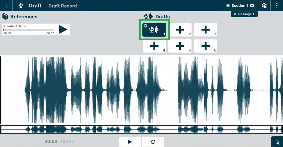 The Draft Record screen. The SAT Draft is in draft tile 1 and has the SAT icon in its top-left corner.